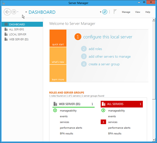 Server Manager ve Windows 8