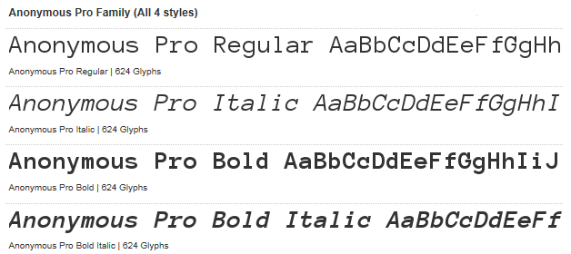 Rodina písem Anonymous Pro