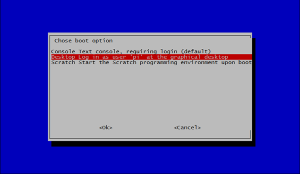 Utilita raspi-config: nastavení režimu bootu